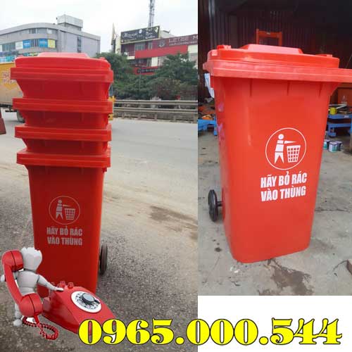 Thùng rác nhựa HDPE 120 lít màu đỏ